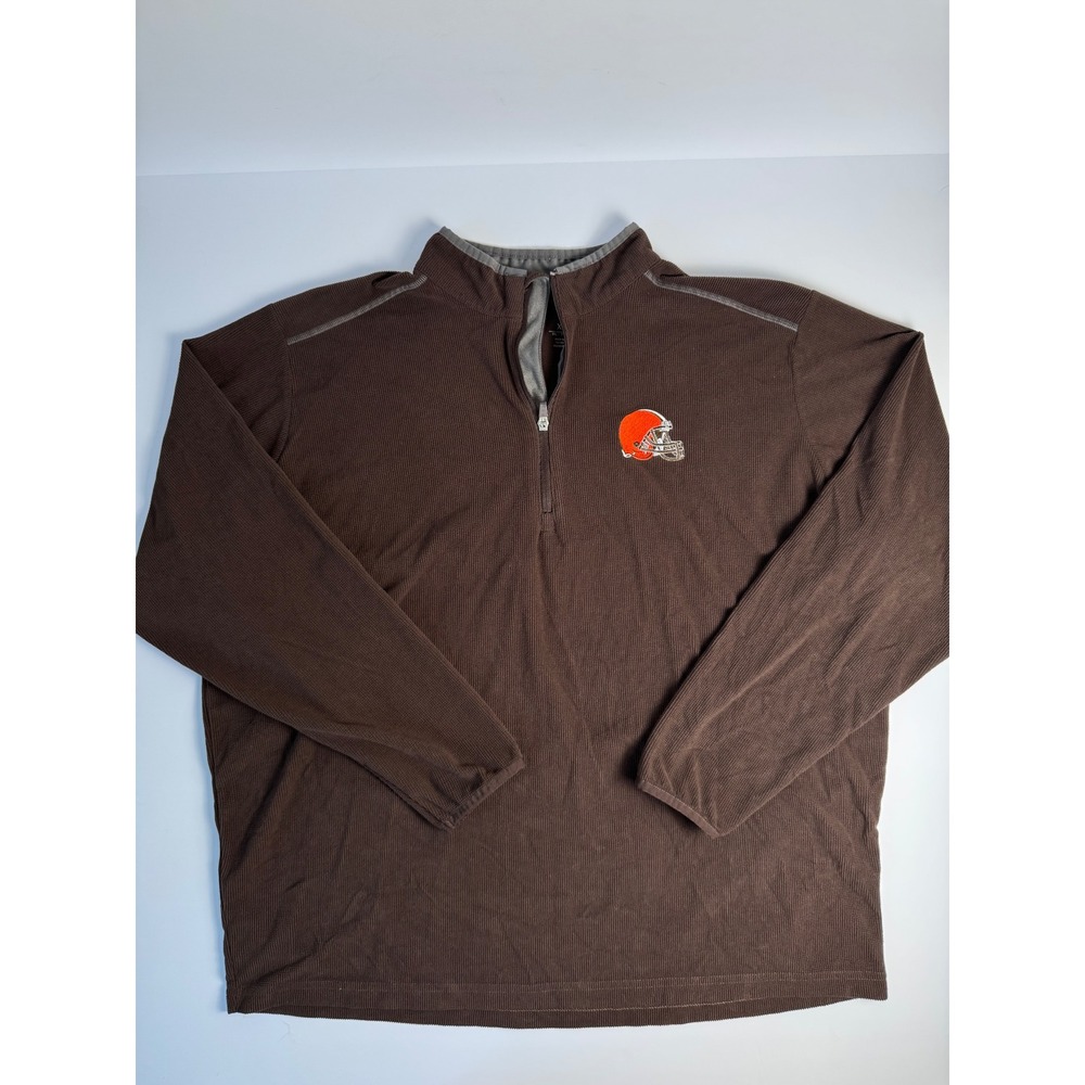 NFL Cleveland Browns Mens XXL Brown Waffle Knit 1/4 Zip Pullover Jacket 104225